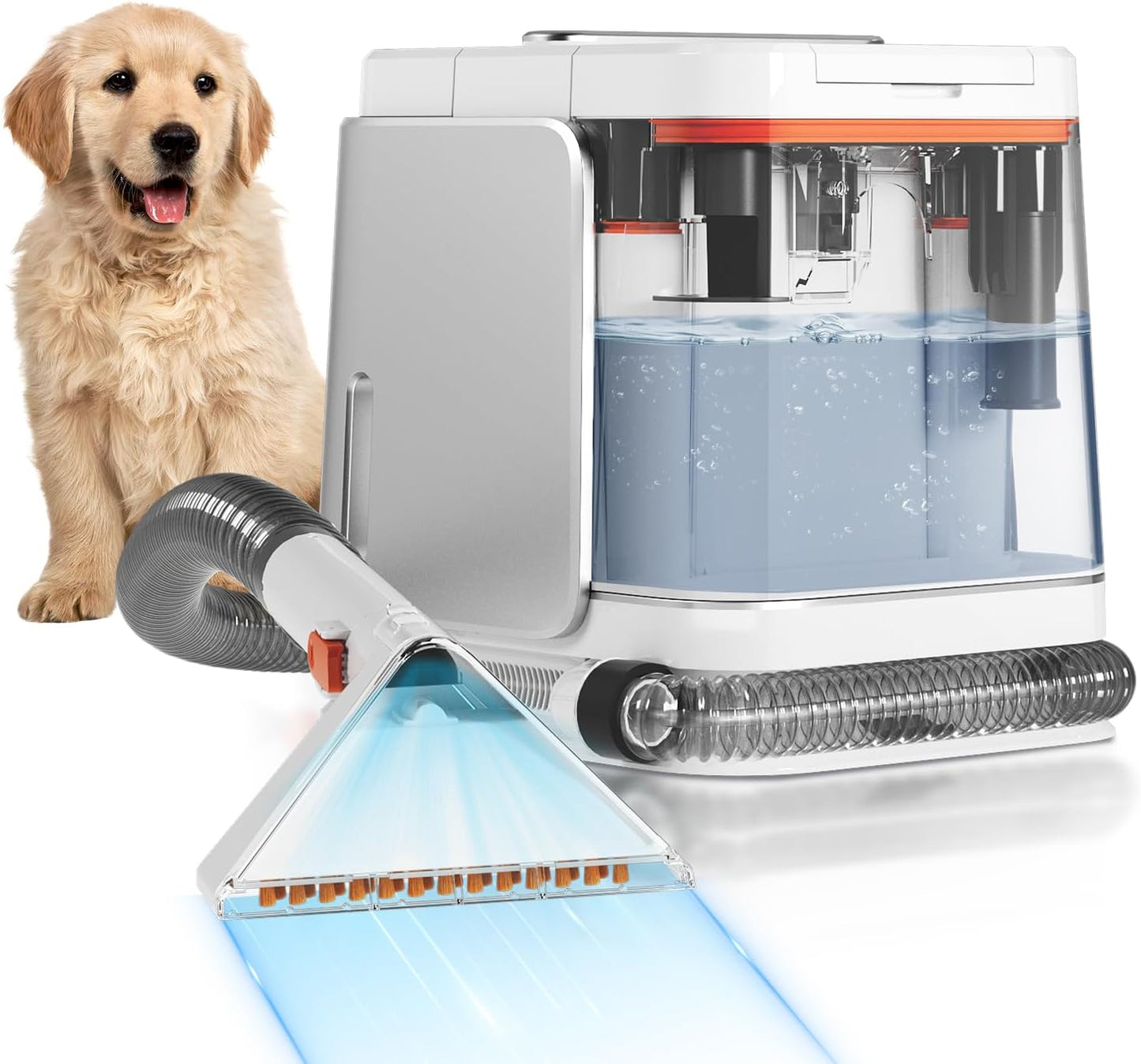 Portable Carpet and Upholstery Cleaner Machine - Multi-Surface Cleaner, Couch & Rug Shampooer with Powerful Suction, Handheld Cleaner for Pets, Spot, Stain, Car & Auto Detailer, Silver