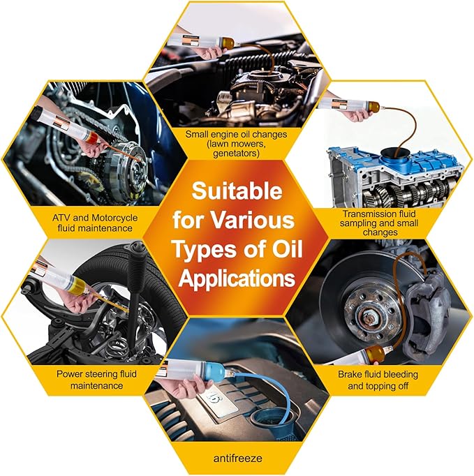 500CC Automotive Fluid Extractor with 39'' Long Hose & ExtensionTubes, Portable Oil Extractor Pump for Oil Change, Large Fluid Pump with Clear Scale & Transparent Body for DIY Maintenance