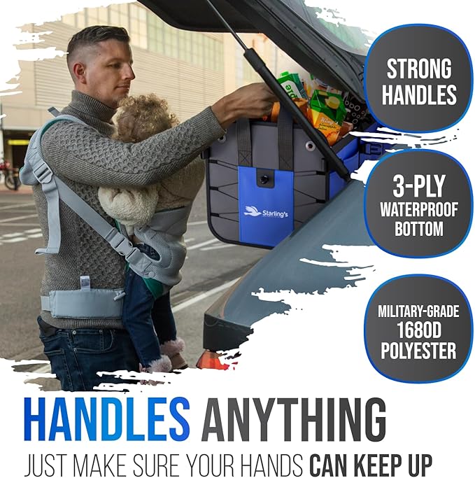 Car Trunk Organizer – Large Collapsible Storage Box with Adjustable Compartments – Heavy-Duty Cargo Organizer for SUV, Truck & Car – Non-Slip Waterproof Trunk Storage Bin for Groceries & Tools