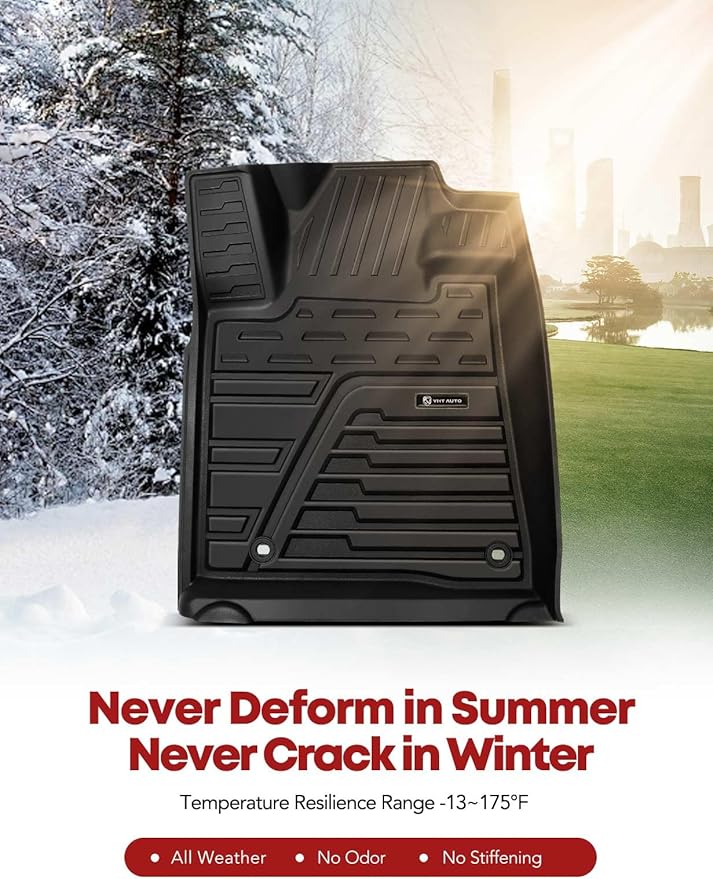 YHTAUTO Floor Mats Fit 2014-2021 Toyota Tundra CrewMax/Double Cab, TPE All Weather Floor Liner Odorless Custom Fit Car Mats, 1st 2nd Row Tundra Accessories