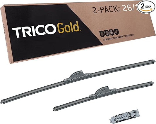 TRICO Gold™ (18-2617) 26 & 17 Inch Pack of 2 Automotive Replacement Windshield Wiper Blades for My Car Super Premium All Weather Beam Blade for Select Vehicle Models