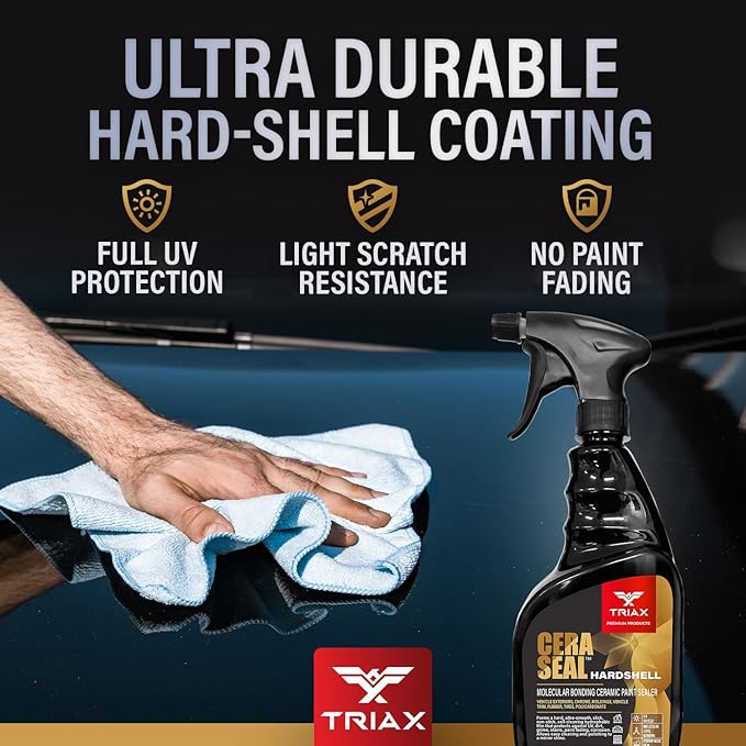 TRIAX Nano Ceramic Paint Sealer & Protector - Hardshell Cera Seal NANO and protector - Deep Reflective Shine - 100% Hydrophobic - UV Shield - Scratch Resistant (23 Ounce)