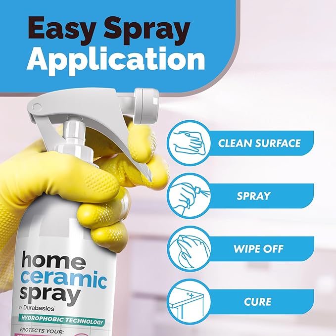 [12 Oz] Home Ceramic Coating Spray Kit - Shine, Seal & Protect Kitchen & Bath Surfaces - High Shine - Repels Stains & Grime Effortlessly - Use on Stainless Steel, Sinks, Countertops, Glass & More