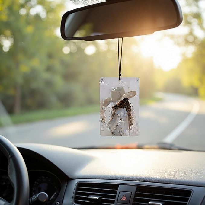 Trendy Western Cowgirl Car Air Freshener 4 Pcs, Retro Horse Cowgirl Boots Bow Hanging Air Freshener for Cars Closet Drawer Books Bathroom Office, Girly Car Accessories Mirror Decor for Women