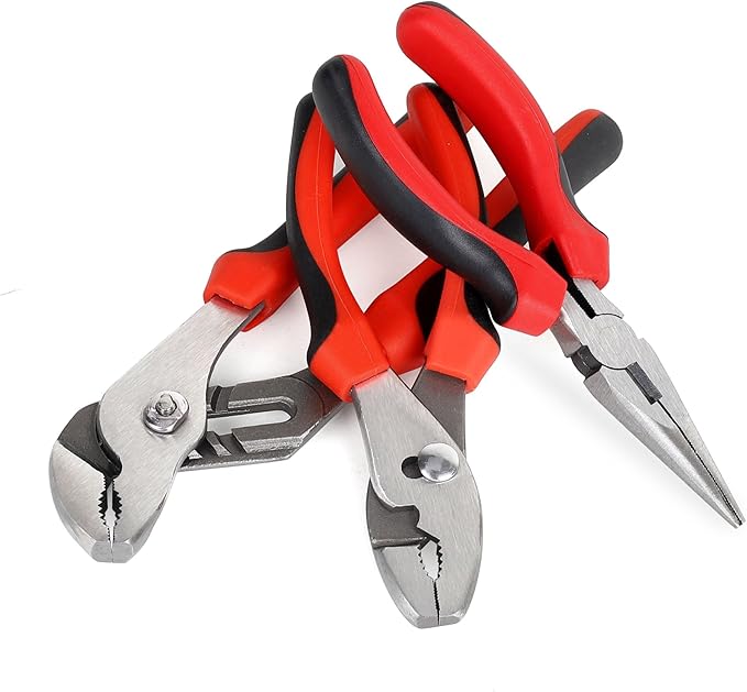 FASTPRO 220-Piece Home Tool Set, Household Repairing Tool Kit with 12-Inch Wide Mouth Open Storage Tool Bag, Red