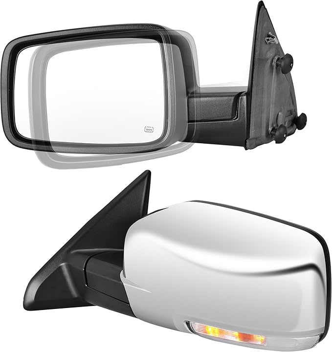 DWVO Towing Mirror fit 2009 2010 2011 2012 2013 2014 2015 2016 2017 2018 Dodge Ram 1500, 2010-2017 Ram 2500 3500, Side Mirror with Power Heated Turn Signal Light Filpup Pair Set