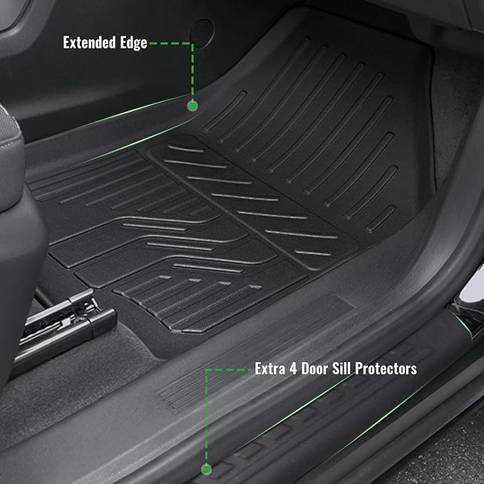 Floor Mats Custom Fit for 2025 2026 Chevrolet Chevy Equinox (Gas Model) & GMC Terrain 2025, TPE All Weather Protection Car mat Front & 2nd Row Automotive Liners & 4 Door Sill Guards Accessories