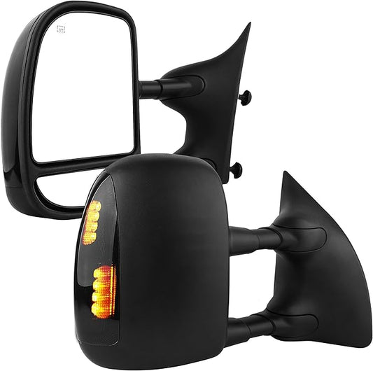 DWVO Side Towing Mirrors Compatible with 1999-2007 Ford F250 F350 F450 F550 Super Duty, 2001-2005 Ford Excursion, Tow Mirror with Manual Folding Telescoping, Pair Set