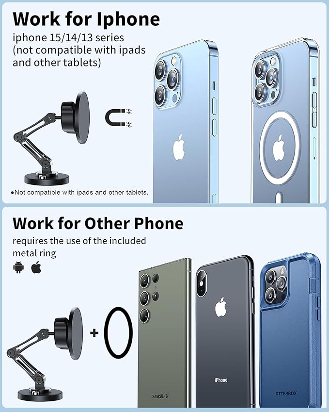 ZBF Magnetic Car Phone Holder Mount (360° Rotation) Cell Phone Car Holder, Phone Mount for Car Windshield Dashboard Hand Free Mount for iPhone 17 16 15 14 13 Pro Max All Smartphones