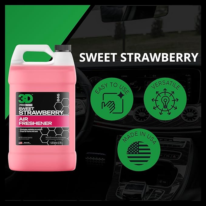 3D Water Based Odor Eliminator | Made in USA | All Natural | No Harmful Chemicals | Air Freshener (Sweet Strawberry Scent)