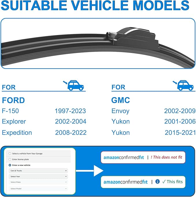 CJPPPZIW® Windshield Wipers-22 Inch+22 Inch Replacement for 2015 2016 2017 2018 2019 2020 2021 2022 2023 2024 Ford F-150 F150 Wiper Blades for My Car,Quality Front Windshield Wiper Blades(Set of 2)