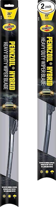 Pennzoil 872 Hybrid Heavy Duty Wiper Blades, 26 Inch & 20 Inch Windshield Wipers (Pack of 2), Automotive Replaceable Wiper Blades Reinforced with a Double Spring Frame for the Toughest Weather