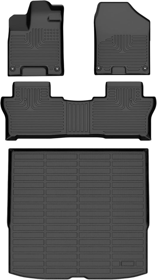 Floor Mats & Cargo Liner for 2019-2025 Honda Passport All Weather Automotive TPE Liners Set Anti-Slip Waterproof Floor Liners Accessories (Car Mats+Trunk Mat) Black