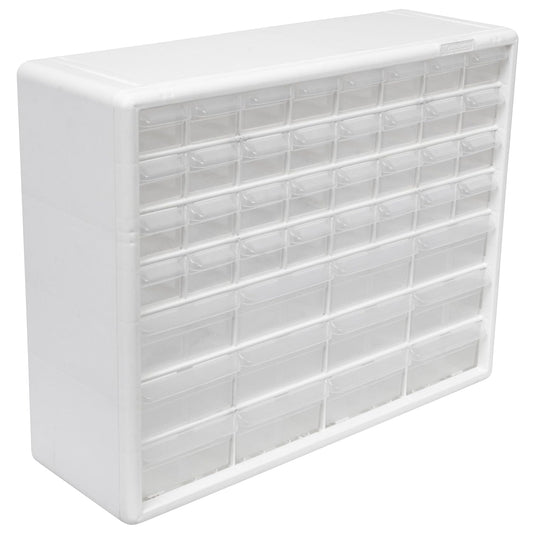 Akro-Mils 44-Drawer Plastic Drawer Storage Cabinet for Garage Organization, Bead Organizer, Building Bricks Storage, Teacher Toolbox, Makeup Organizer, 20-Inch W x 6-Inch D x 16-Inch H, 10144 White