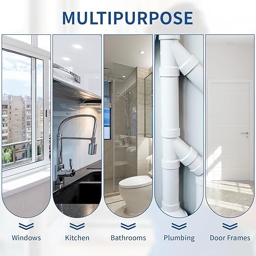 Silicone Caulk & Sealant Clear, 100% Waterproof Silicone Sealant, Shrink & Crack Proof, Silicone Caulking for Kitchen, Bathroom, RV, Interior & Exterior Use, 10.2 FL. OZ/300ML, 4 Pack