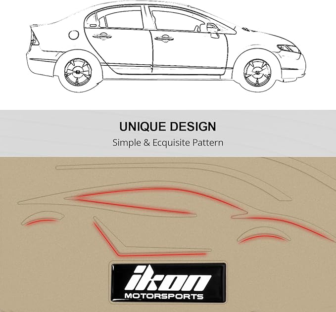 IKON MOTORSPORTS, Custom Fit Floor Mats Compatible with 2008-2015 Chevrolet Cruze, 16 Cruze Limited, Latex Rubber Heavy Duty All Weather Season Car Auto Front Rear Carpets Liner 5PCS Beige
