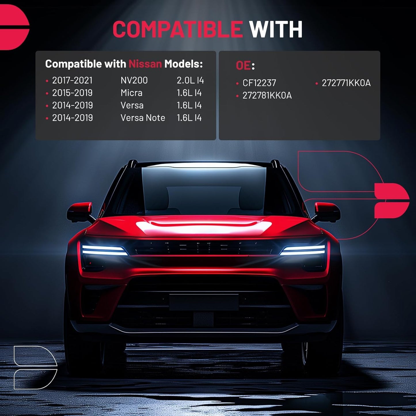 BDFHYK CF12237 Cabin Air Filter with Activated Carbon Compatible with Nissan 2017-2021 NV200 2.0L l4, 2015-2019 Micra 1.6L l4, 2014-2019 Versa/Versa Note 1.6L l4
