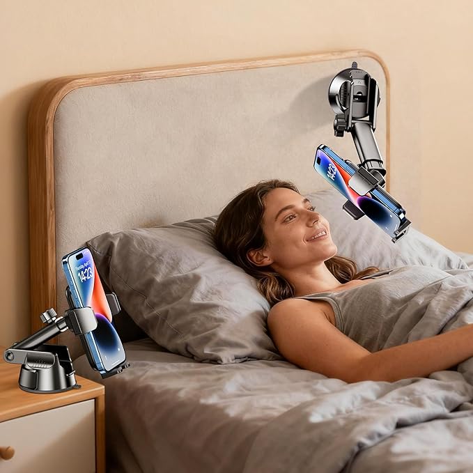 Qifutan Dash Mounted Holders Phone Holders for Your Car Phone Mount for Car Windshield Dashboard Air Vent Universal Desk Mounts Hands Free Automobile Cell Phone Holder Fit for iPhone Smartphone