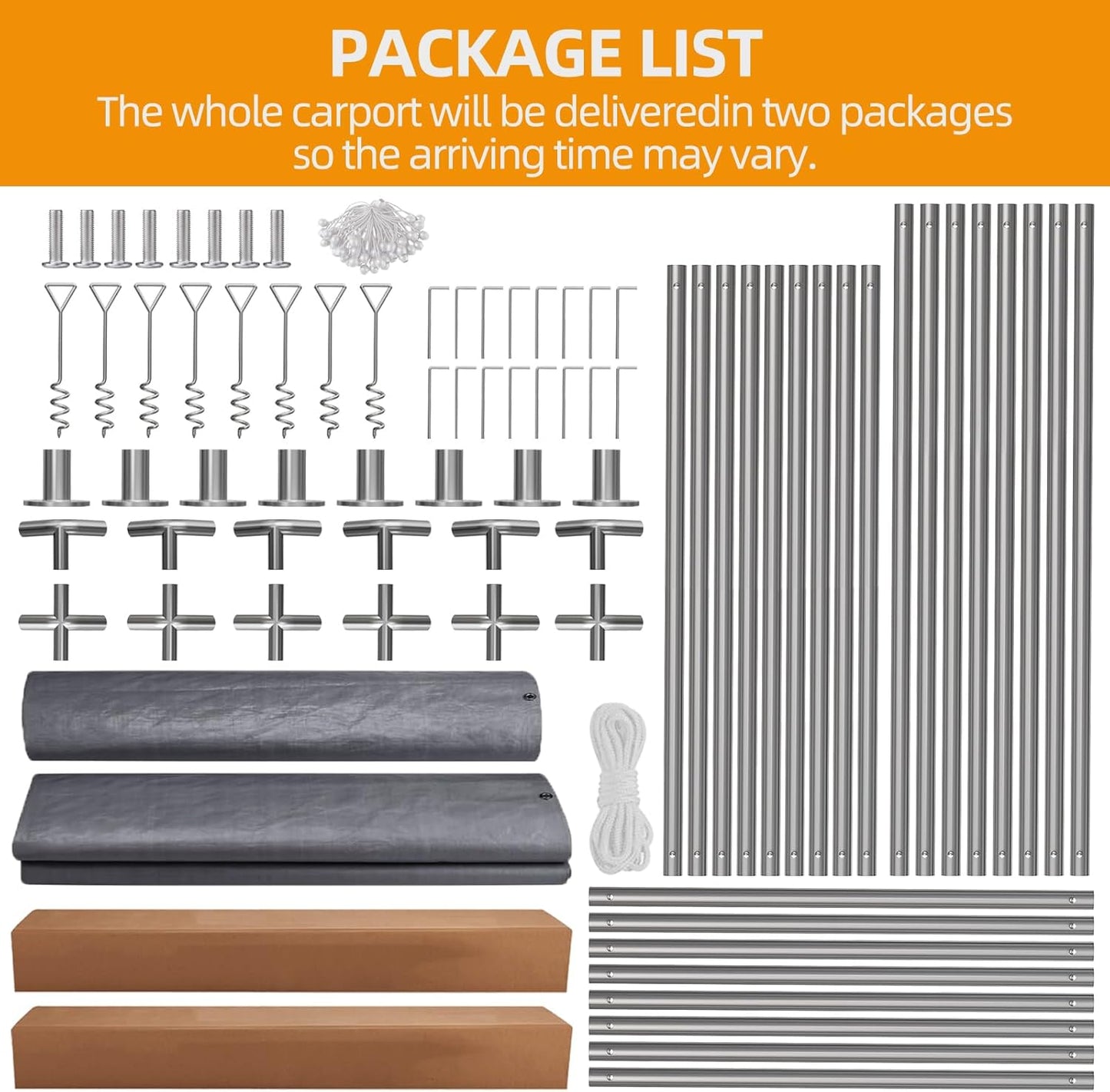 10x20ft Heavy Duty Carport Outdoor Canopy Portable Garage with 4 Doors & 4 Windows Waterproof UV Resistant Storage Shelter with Removable Sidewalls for Car Truck Boat, White