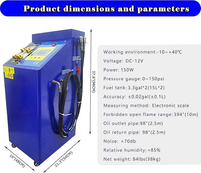 Automatic Transmission Cleaning and Oil Changing Machine, Auto Transmission Flush Machine Transmission Fluid Exchanger Oil Changer Auto Maintenance with 3.3galx2 Fuel Tank 150W