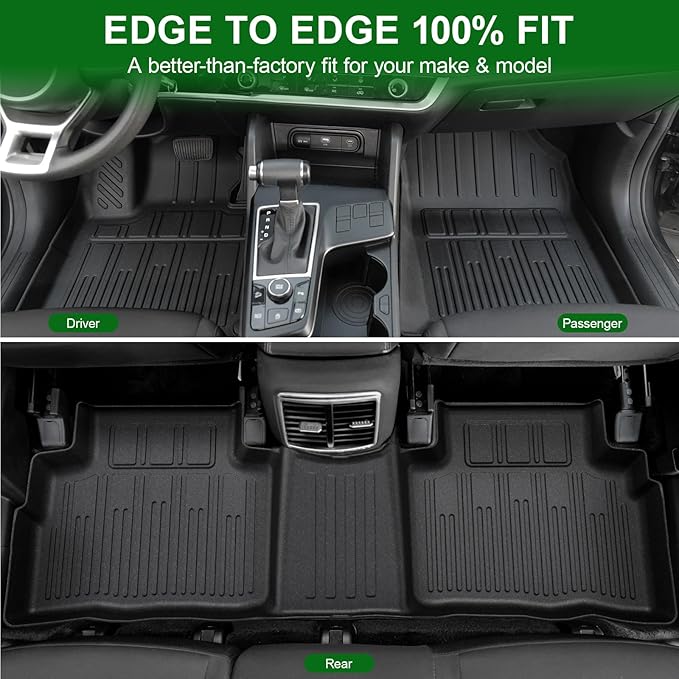 Floor Mats Custom Fit for Kia Sportage 2023 2024 2025 2026, TPE All Weather Protection Car mat Front & 2nd Row Black Automotive Liners & 4 Door Sill Guards Accessories