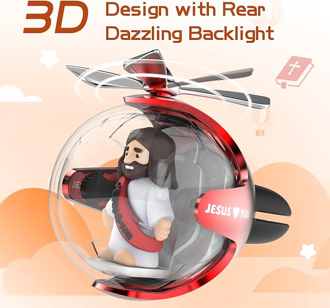 Jesus Loves You Car Air Freshener with 6 Colors LED Lights & 4 Scented Pads – Subtle Fragrance, Decorative Auto Accessories