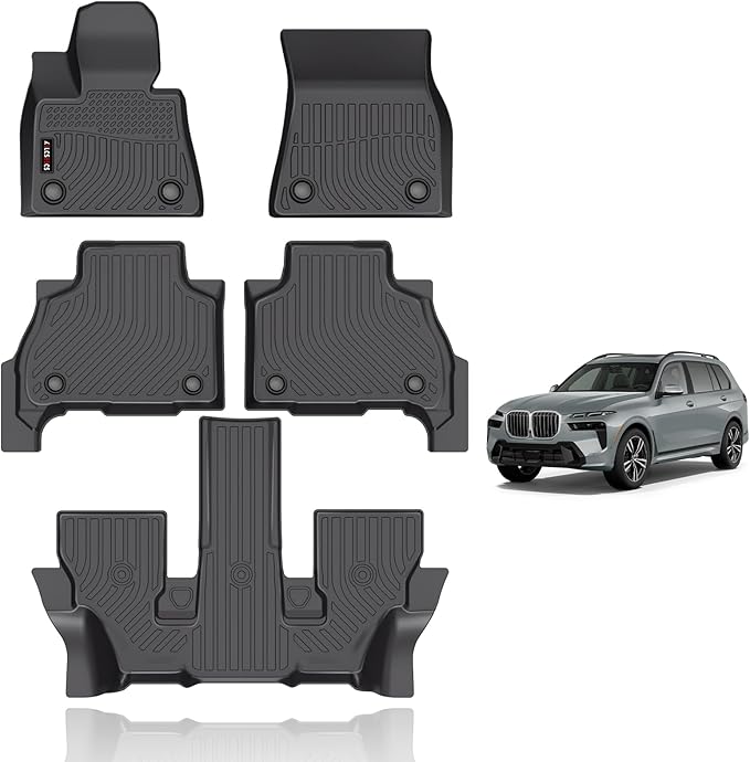 KELCSEECS Floor Mats Custom for 2026 2025-2019 BMW X7 40i, M50i, M60i (only fit 6 Passenger) Car Mats TPE Odorless Automotive Floor Liners BMW X7 Front& Rear& 3rd Row Accessories