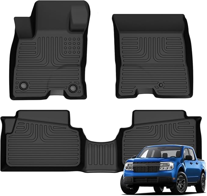 Floor Mats for Ford Maverick Hybrid 2022-2025 All Weather Automotive TPE Liners Set Anti-Slip Waterproof Floor Liners Accessories, Black