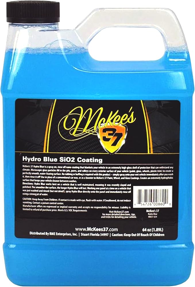 McKee's 37 - Hydro Blue SiO2 Coating | Ceramic Coating for Cars, Easy Protection & Shine Spray for Paint, Glass, Wheels, Chrome & Trim (64 oz)
