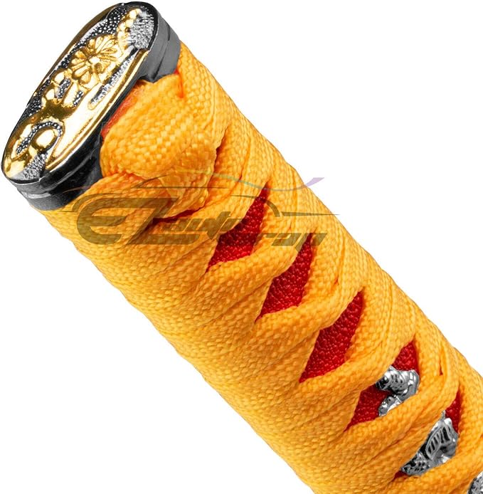 EZAUTOWRAP 26cm Orange Red Shift Knob Samurai Sword Alloy Katana with Adapter Universal