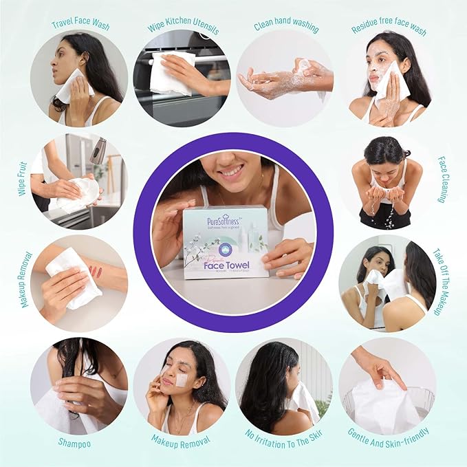 Luxuriously Soft Disposable Face Towel, 100% Cotton, Extra Large 12" x 10" Ultra Soft Dry Wipe for Face Wash, Makeup Remover, Bio-Based Towelette for Sensitive Skin 160 Count (2 Pack)