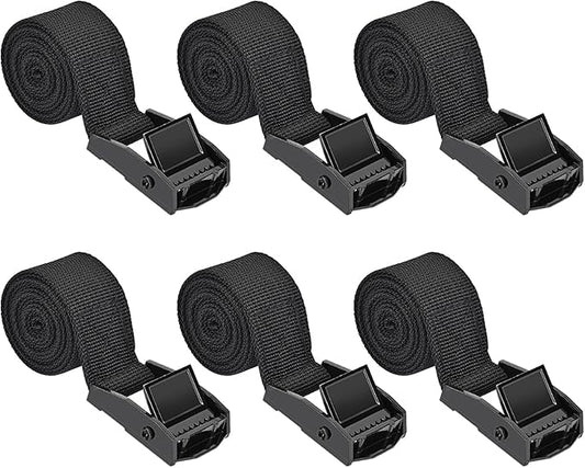 Tie Down Straps 6 Pcs Lashing Strap 1.65' x 1" Cam Buckle Cinch Ratchet Straps for Cargo, Trucks, Luggage, Trailer, Motorcycle (Black)