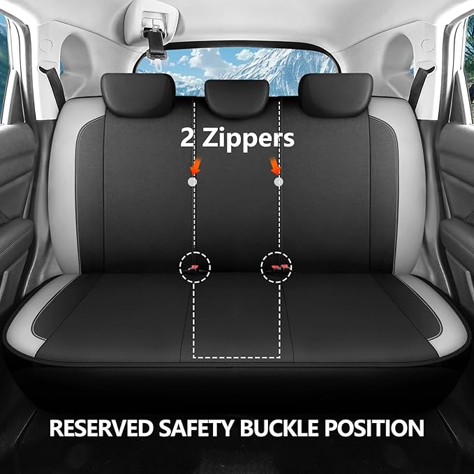 Neoprene EVA Waterproof Seat Covers, Premium Cloth Car seat Covers Full Set, Airbag Compatibable, Durable, All Season Protection Universal for Most Cars,Trucks,SUVs(Black LightGray 816)