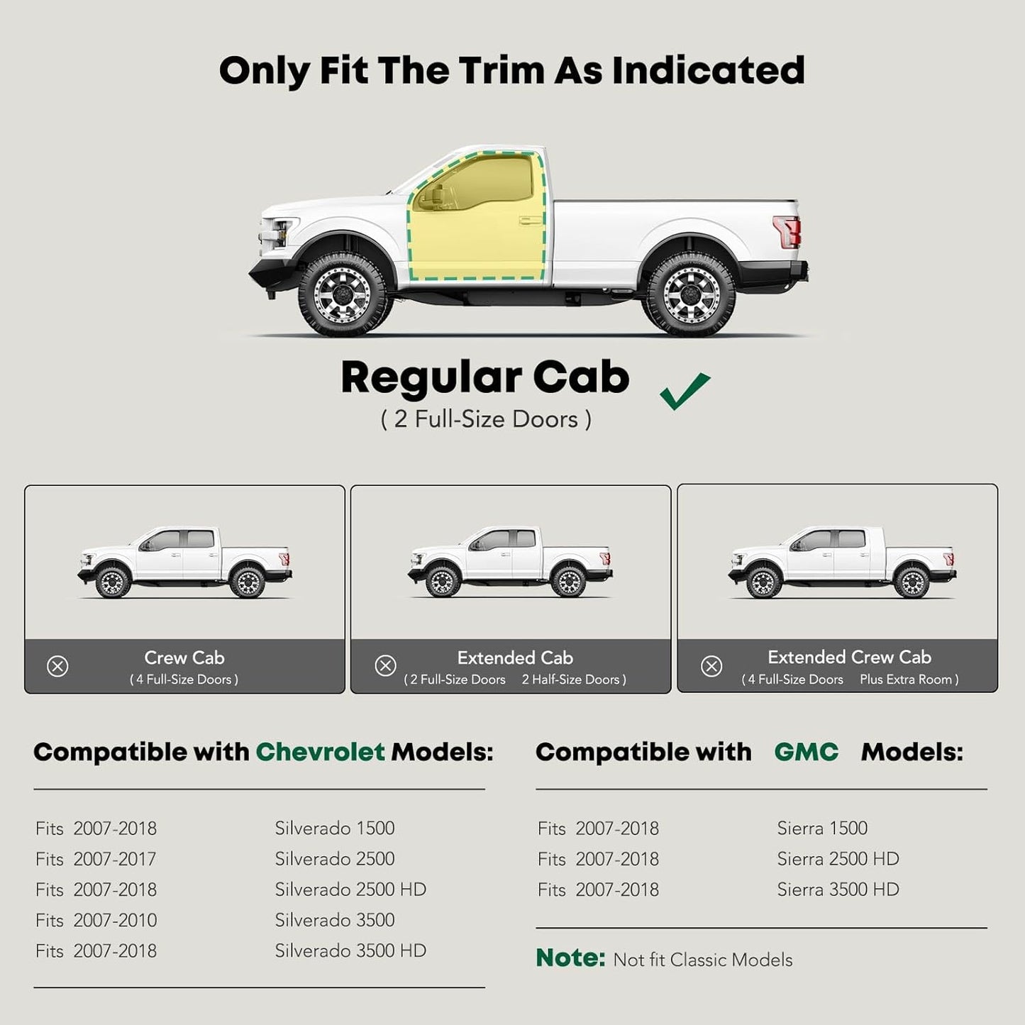 YHTAUTO 4 Inch Running Boards Side Step Bars Fit for 2007-2019 Chevy Silverado & GMC Sierra 1500/2500 HD/3500 HD - Standard/Regular Cab, 304 Stainless Steel Polished Oval Bent End Truck Step Rails