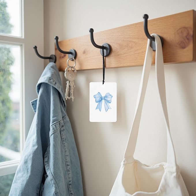 Blue Trendy Coquette Bow Car Air Freshener 4 Pcs, Books Lovers Gifts Hanging Air Freshener for Cars Closet Drawer Books Bathroom Office, Girly Car Accessories Mirror Decor for Women