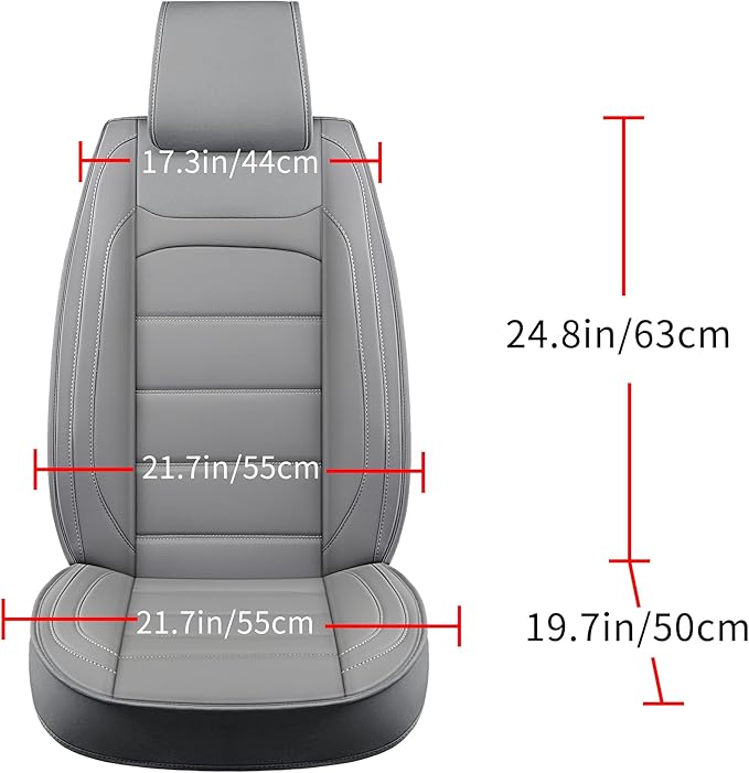 Car Seat Covers 2 PCS Front Seats, Waterproof Napa Leather Automotive Seat Protector for Cars SUV Truck Sedan, Universal Anti-Slip Car Seat Cushion Interior Accessories, Gray