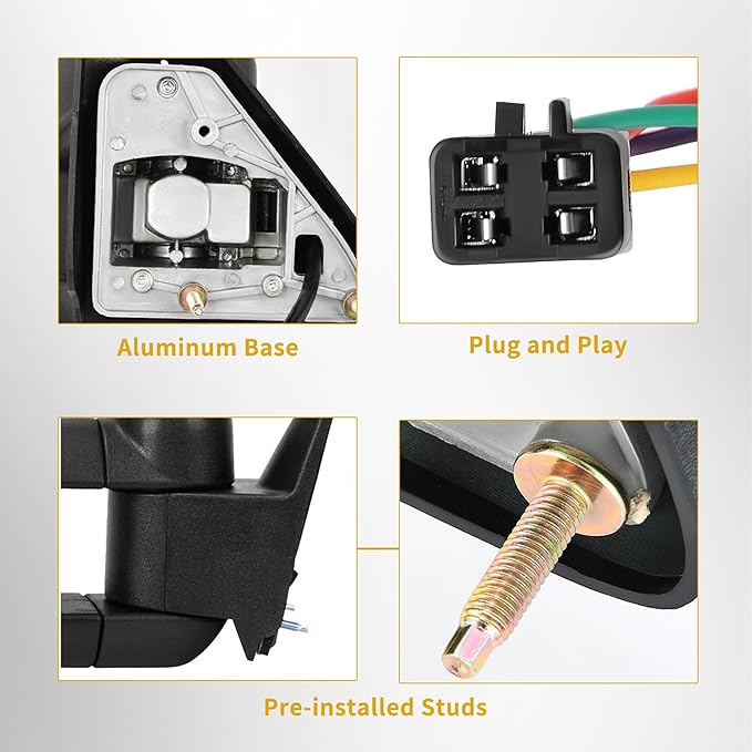 DWVO Side Towing Mirrors Compatible with 1988-1998 Chevy/GMC C1500 K1500,1988-2000 Chevy/GMC C2500 C3500 K2500 K3500, Power Adjusted Manual Folding Telescoping Pair Set