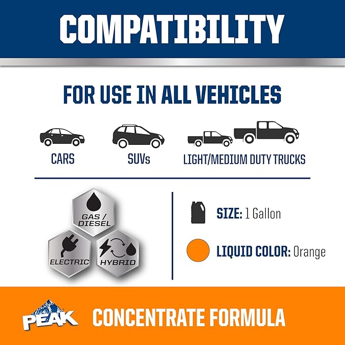 PEAK OET Extended Life Orange Concentrate Antifreeze/Coolant for North American Vehicles, 1 Gal.