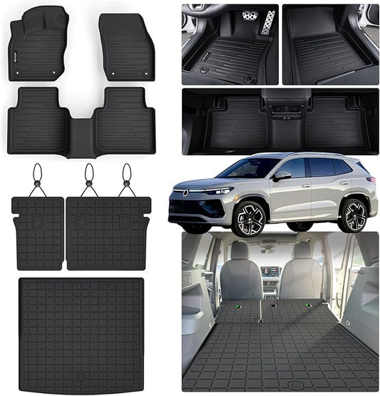 Floor Mats for 2025 Volkswagen Tiguan, 1st & 2nd Row Floor Liners & Cargo Liners & Backrest Mat TPE All Weather Protection for Volkswagen Tiguan Car Accessories