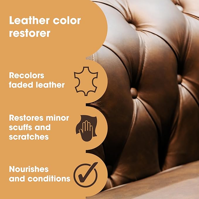 Furniture Clinic - Medium Brown Leather Dye for Furniture, Couches & Car Seats - Restore Scratched, Faded, & Damaged Surfaces