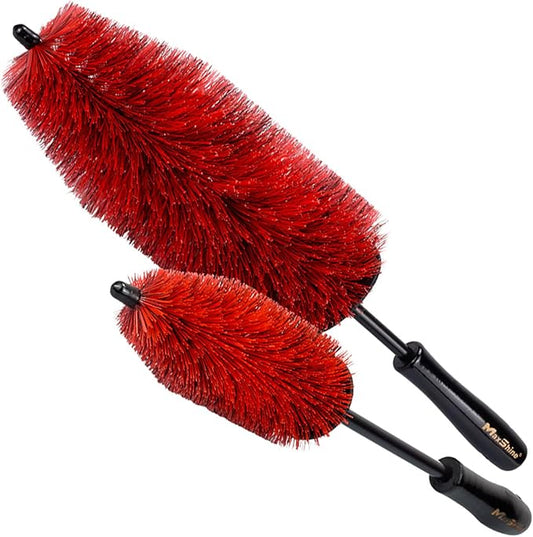 Maxshine Universal Wheel & Rim Brush Set, 2-Pack (10” & 6”) | Soft Non-Abrasive Bristles with Comfort Grip | Car Detailing Brushes for Safe Wheel & Tire Cleaning on Cars, Trucks, SUVs & Motorcycles