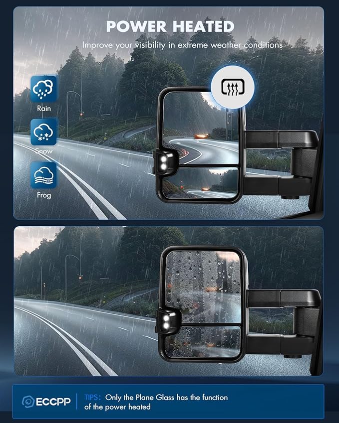 ECCPP Towing Mirrors Tow Mirrors Compatible With 2003-2006 For Chevy For Silverado 2003-2006 For GMC For Sierra Left Right Side With Power Heated Turn Signal Light Clearance light Black Texture