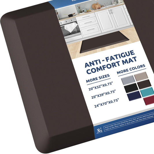 KitchenClouds Kitchen Mat Cushioned Anti Fatigue Rug 20"x32" Waterproof, Non Slip, Standing and Comfort Desk/Floor Mats for House Sink Office (Chocolate)