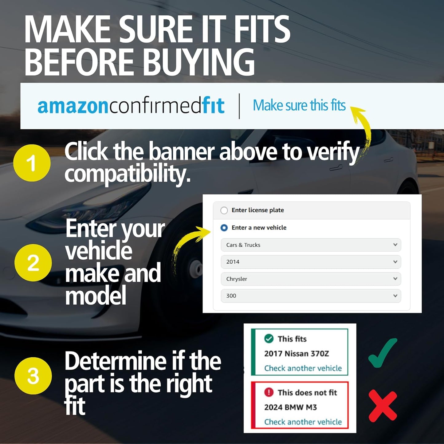 Premium Ceramic Front Brake Pads (1001-1044C) Compatible with 2004-2022 Ford/Mazda/Volvo (3/3 Sport/5/C30/C70/C-Max/EcoSport/Escape/Fiesta/Focus/MX-5/S40/V40/V40 Cross Country/V50)