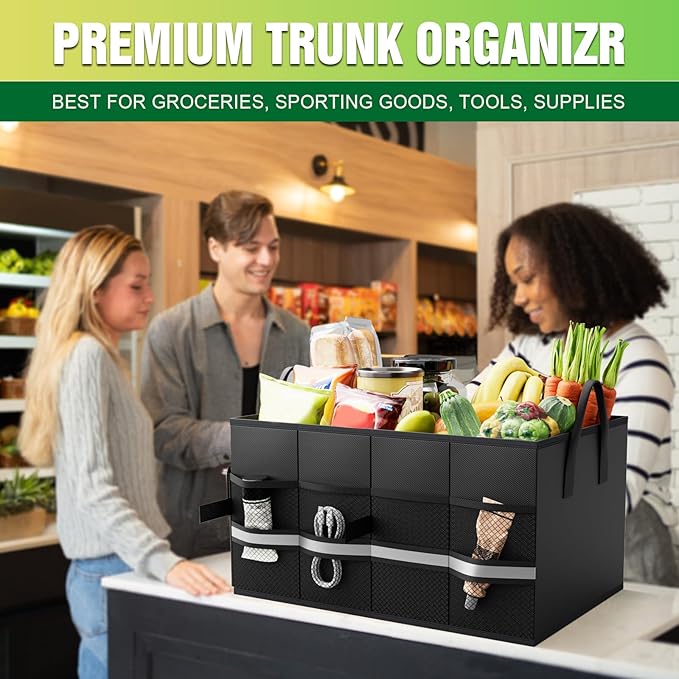 K KNODEL Car Trunk Organizer, Collapsible Car Trunk Storage Organizer, Car Organizer and Storage for SUV, Truck, Sedan (Small, Black)