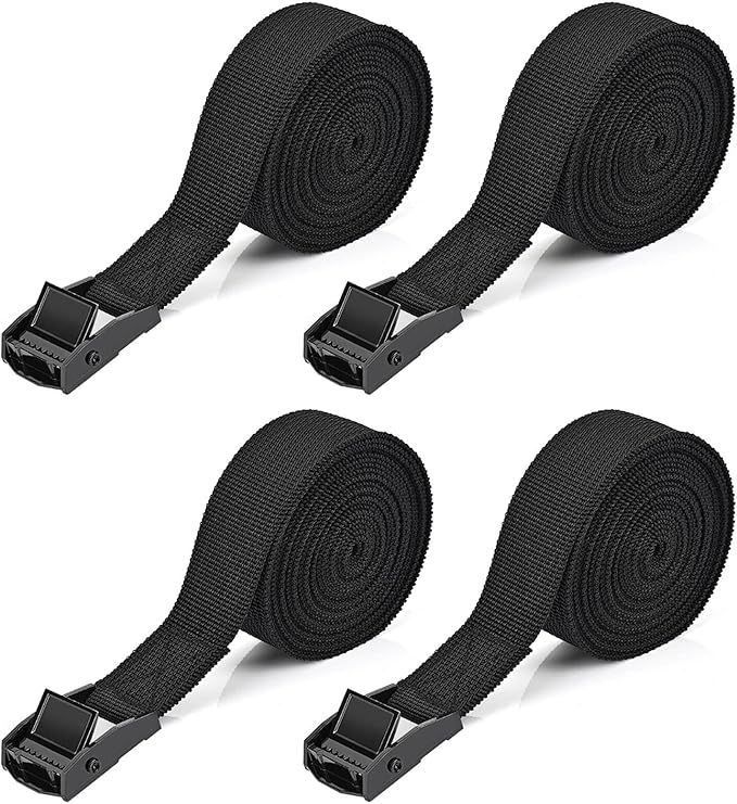 Tie Down Straps 4 Pcs Lashing Strap 8.2' x 1" Adjustable Heavy Duty Cam Buckle Cinch Straps for Cargo, Trucks, Luggage, Trailer, Motorcycle (Black)
