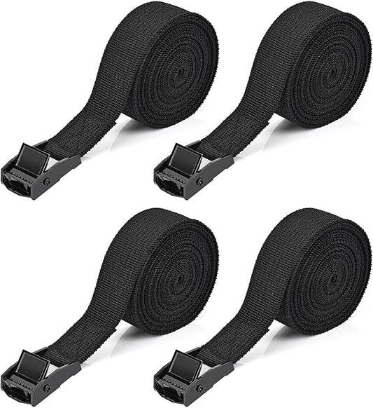 Tie Down Straps 4 Pcs Lashing Strap 8.2' x 1" Adjustable Heavy Duty Cam Buckle Cinch Straps for Cargo, Trucks, Luggage, Trailer, Motorcycle (Black)