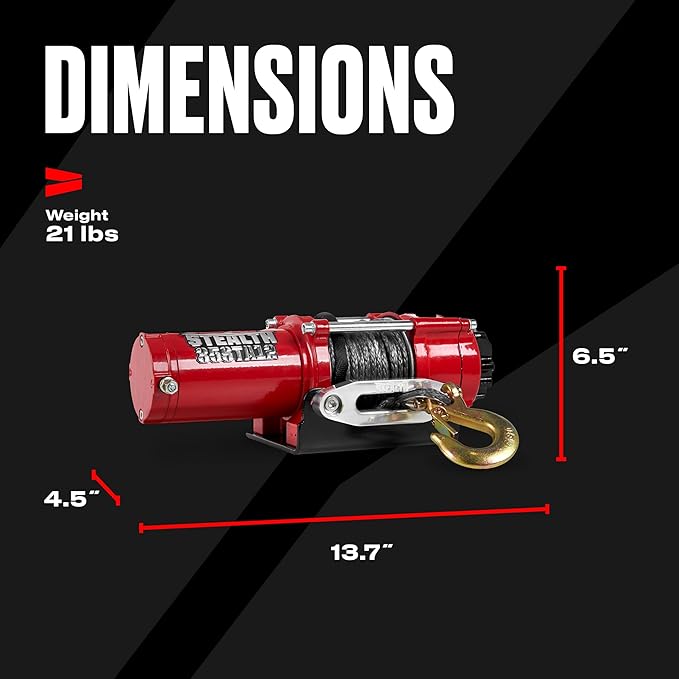 Stealth Winches 3500 lb 12V Electric Winch for ATV UTV Jeep Truck Trailer Car Towing Vehicle Recovery, Heavy Duty Off Road Winch with Remote Kit, Synthetic Rope, Hawse Fairlead & Mounting Plate