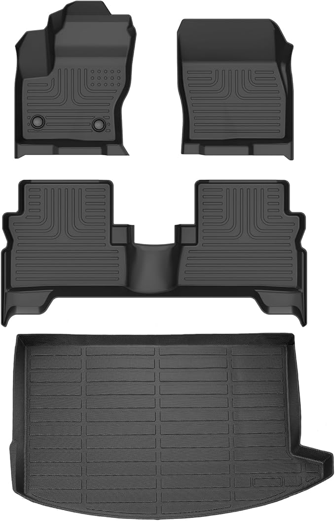 Floor Mats & Cargo Liner for 2013-2019 Ford Escape/Ford C-max All Weather Automotive TPE Set Anti-Slip Waterproof Floor Liners Accessories (Car Mats+Trunk Mat) Black
