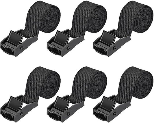 Tie Down Straps 6 Pcs Lashing Strap 3.3' x 1" Adjustable Heavy Duty Cam Buckle Cinch Straps for Cargo, Trucks, Luggage, Trailer, Motorcycle (Black)